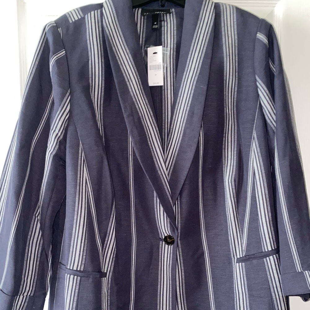Blue & White Linen Blazer